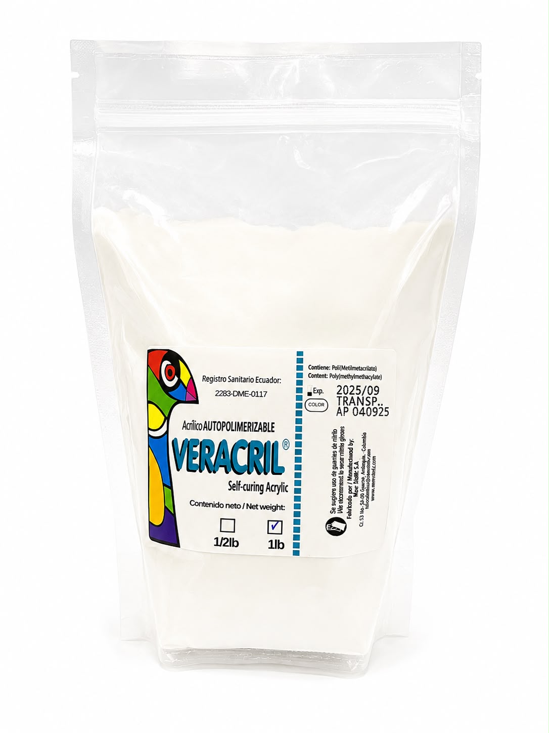 ACRILICO TRANS  500gr - 1libra VERACRIL POLVO